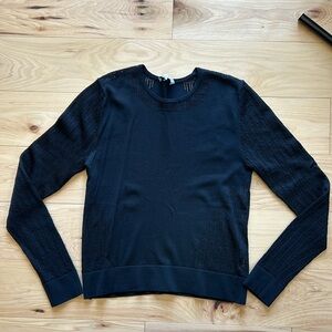 Parker Black Long Sleeve Thin Lightweight Open Knit Sweater | Size Medium